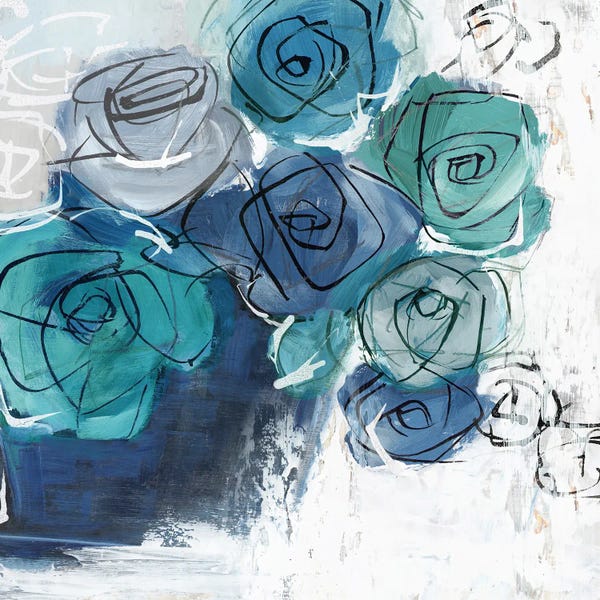 Alex Black: Blue Flowers in Pot by Alex Black