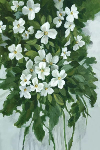 Alex Black: White Blossoms On Lush Green I by Alex Black