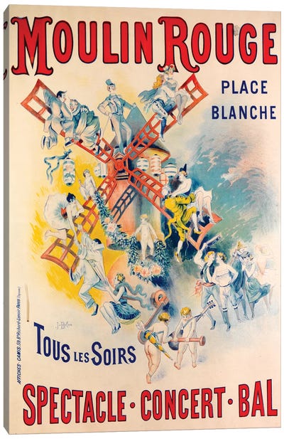 Moulin Rouge Spectacle-Concert-Bal Advertisement, 1891 Canvas Art Print - Moulin Rouge