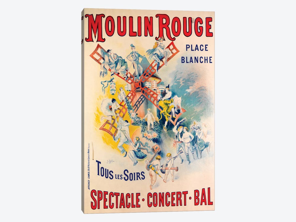 Moulin Rouge Spectacle-Concert-Bal Advertisement, 1891 1-piece Canvas Art