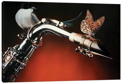 Flying Sax Canvas Art Print - J.Bello Studio