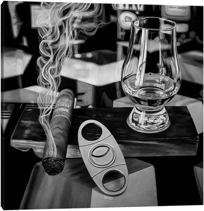 After Hours XIII Black And White Canvas Art Print - Smoking