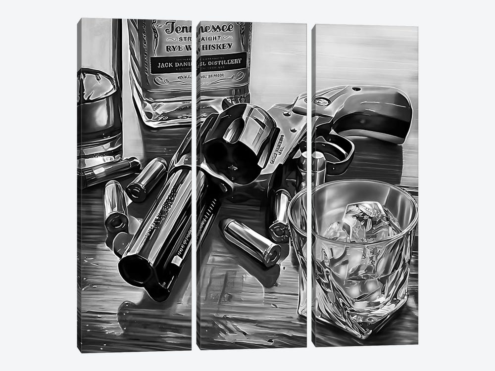 Wild West IV - Black & White by J.Bello Studio 3-piece Canvas Artwork