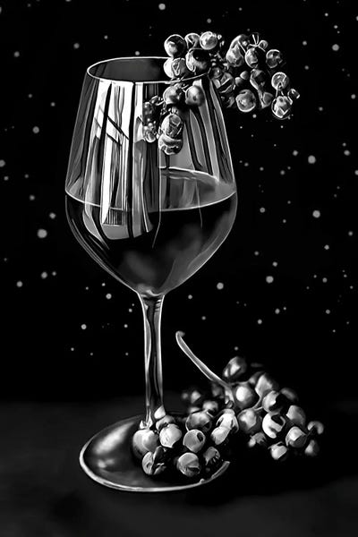 Grapes: Exuberant Red - Black & White by J.Bello Studio