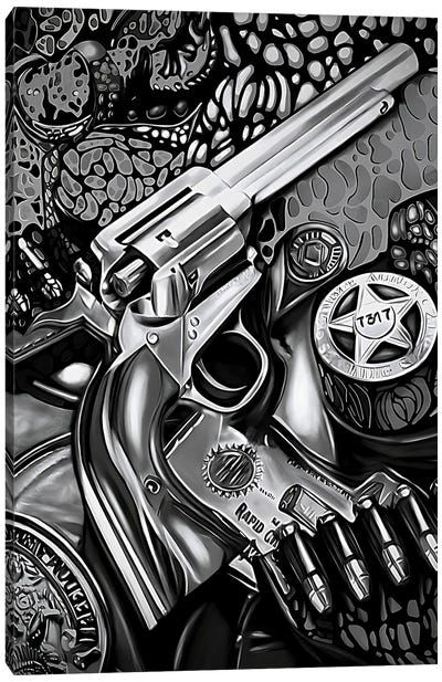 Wild West Sheriff - Black & White Canvas Art Print - Weapons & Artillery Art