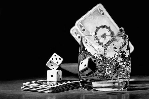 Cards & Board Games: After Hours III Black And White by J.Bello Studio