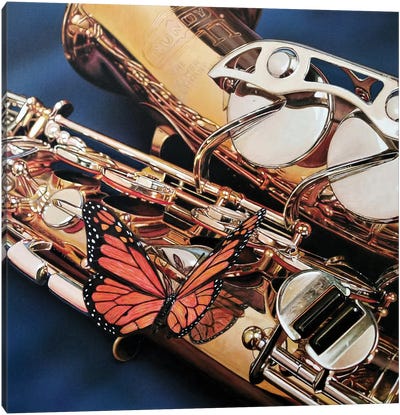 Sax-Fly Canvas Art Print - Monarch Butterflies