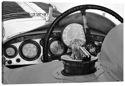 Old Racing Red Car Black And White Canvas Art Print - J.Bello Studio