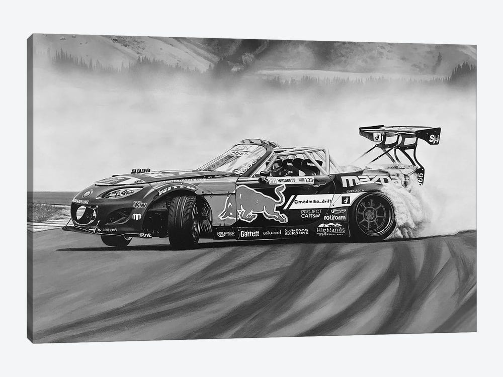 Mad Mike Drift Car Black And White by J.Bello Studio 1-piece Art Print