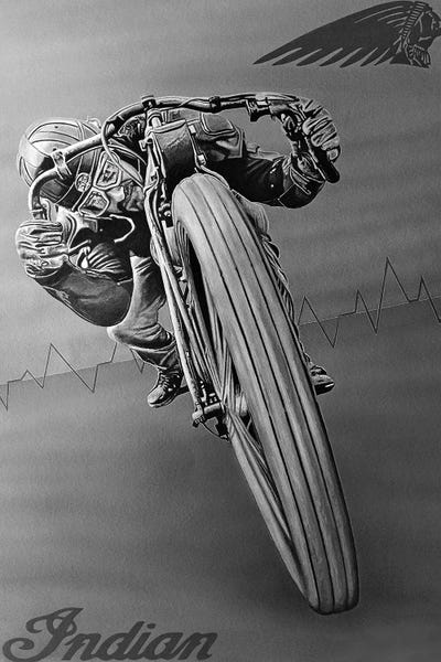 Motorcycles: Indian Black And White by J.Bello Studio