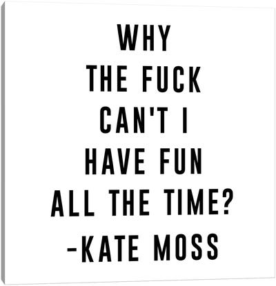 Typo №6 Square Canvas Art Print - Kate Moss