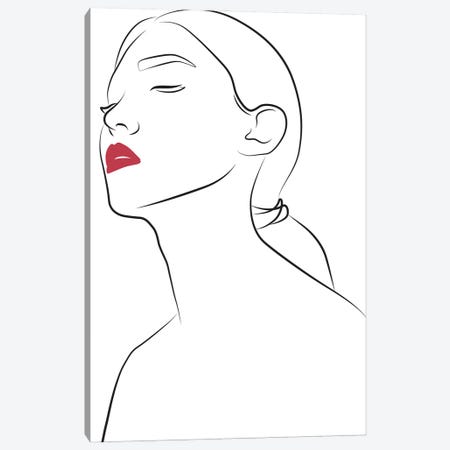 Lady with Red Lips Canvas Print #BLP176} by Blek Prints Canvas Art Print