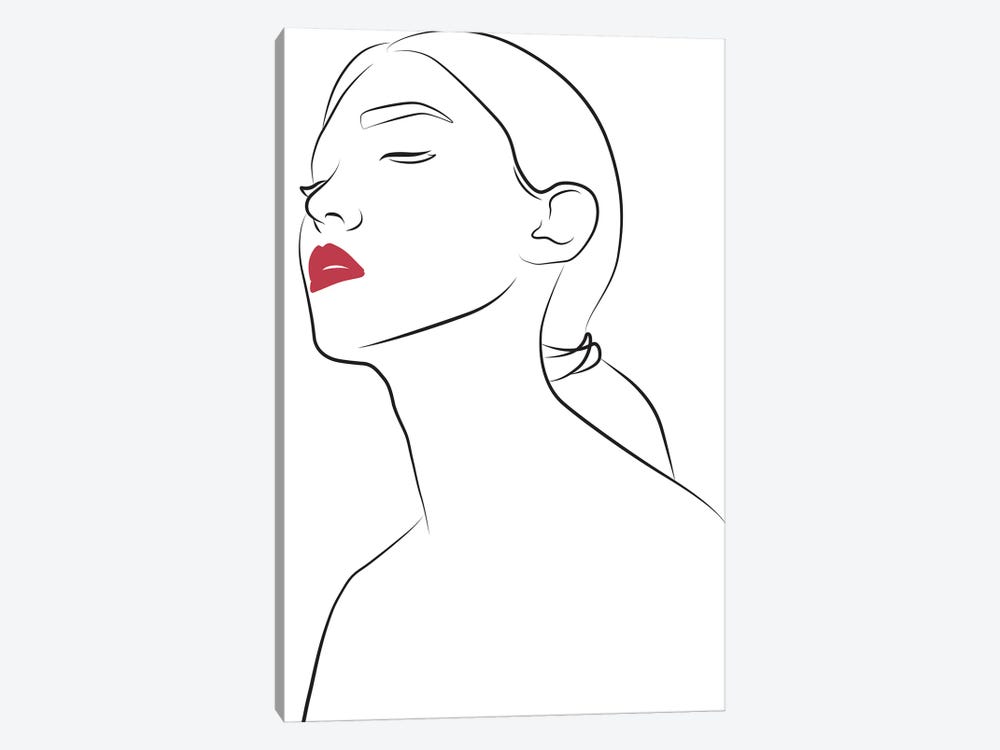 Lady with Red Lips 1-piece Canvas Print