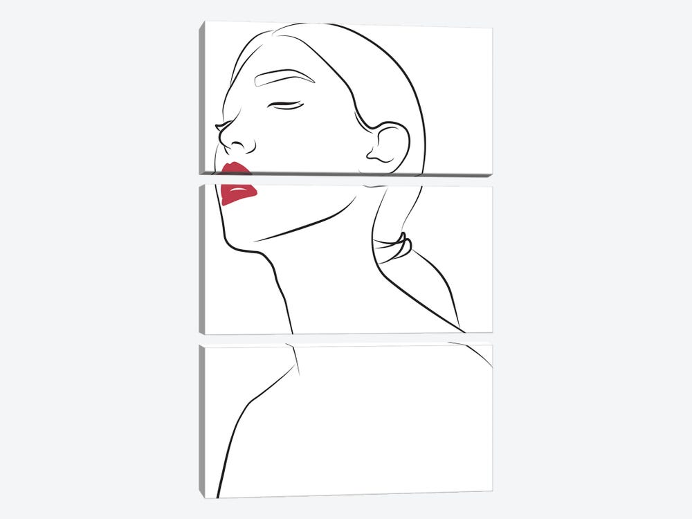 Lady with Red Lips by Blek Prints 3-piece Art Print