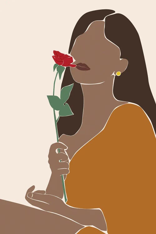 Lady with Rose by Blek Prints wall art