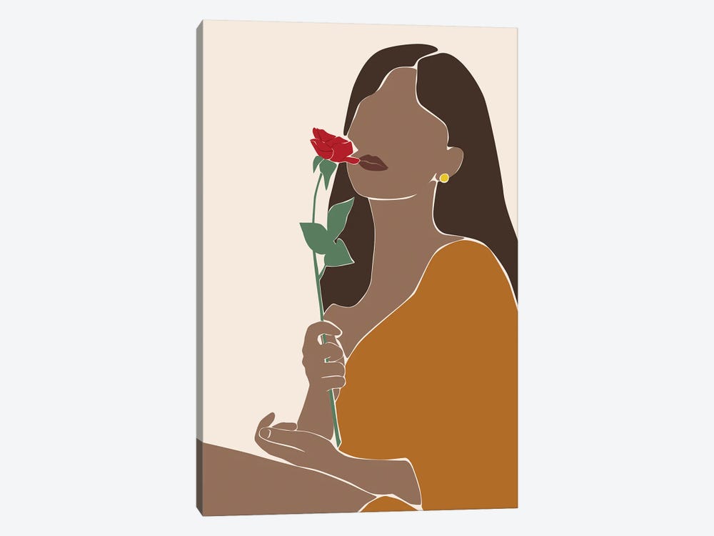Lady with Rose by Blek Prints 1-piece Art Print