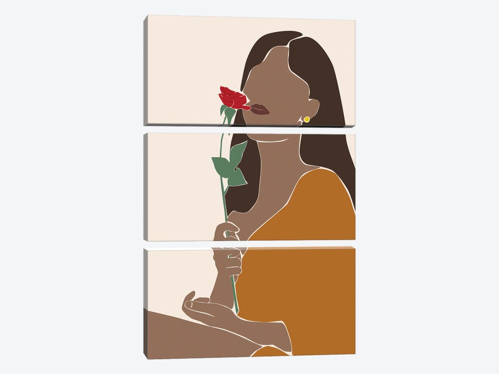 Lady with Rose by Blek Prints 3-piece Art Print