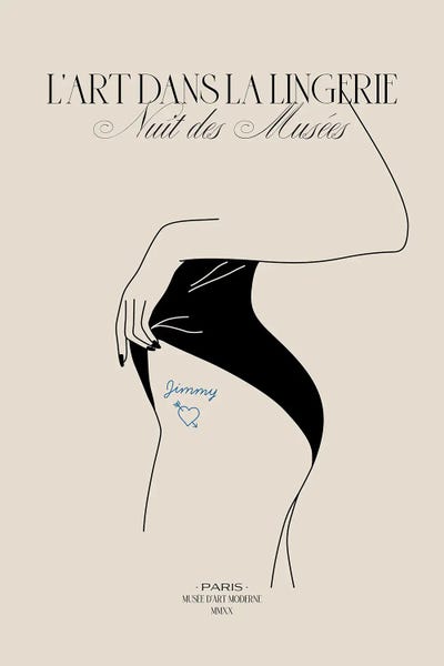 Lingerie: Lingerie Art Jimmy by Blek Prints