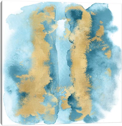 Aqua Mist with Gold I Canvas Art Print - Abstract Watercolor Art