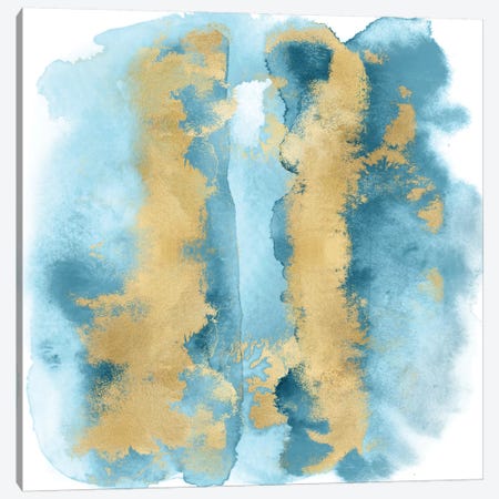 Aqua Mist with Gold I Canvas Print #BLR1} by Bella Riley Art Print