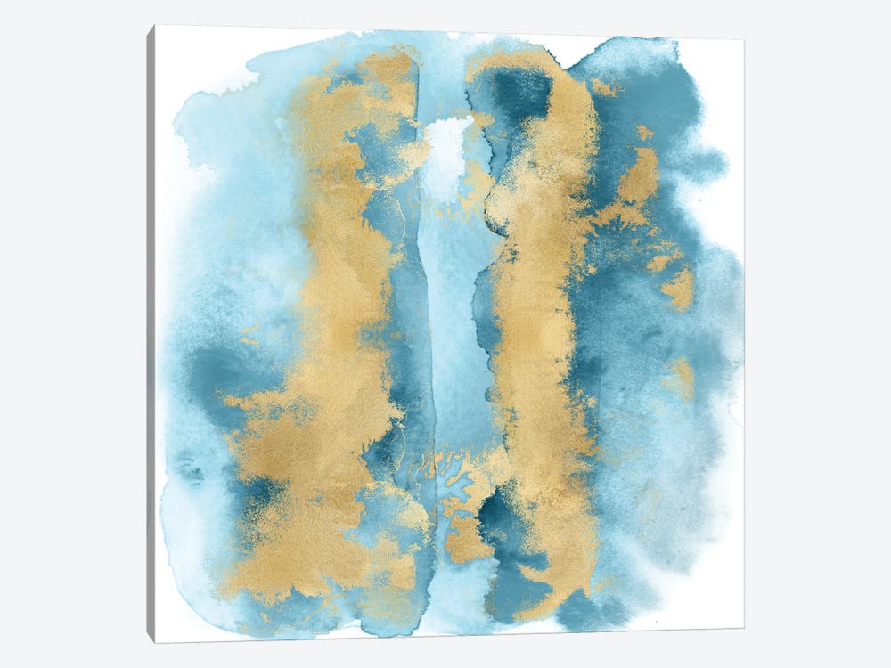 Aqua Mist with Gold I by Bella Riley 1-piece Canvas Art