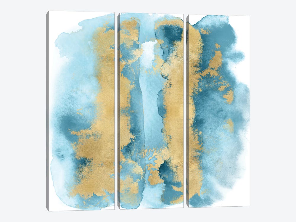 Aqua Mist with Gold I by Bella Riley 3-piece Canvas Artwork