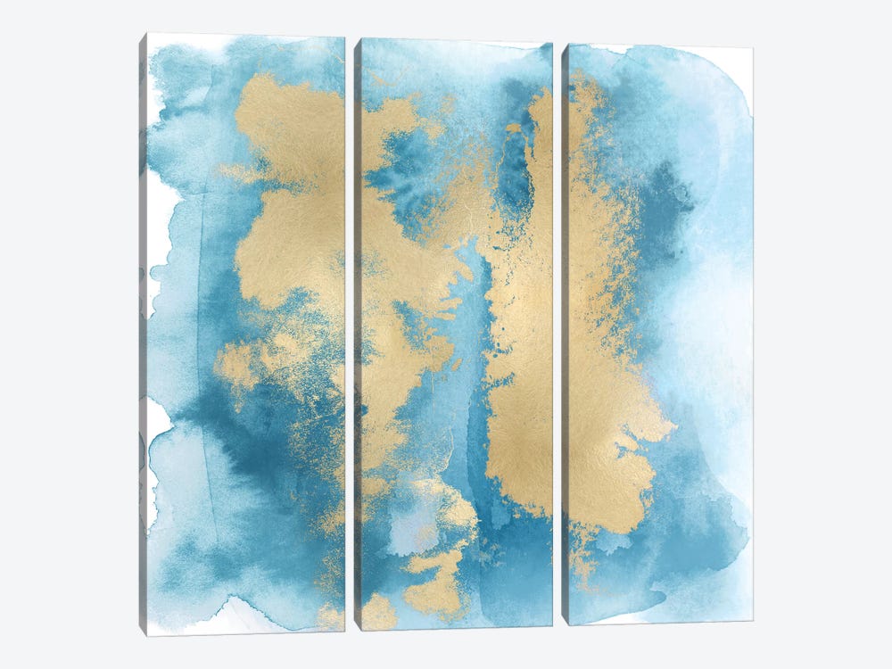 Aqua Mist with Gold II by Bella Riley 3-piece Canvas Print