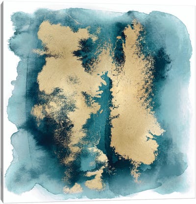 Teal Mist with Gold II Canvas Art Print