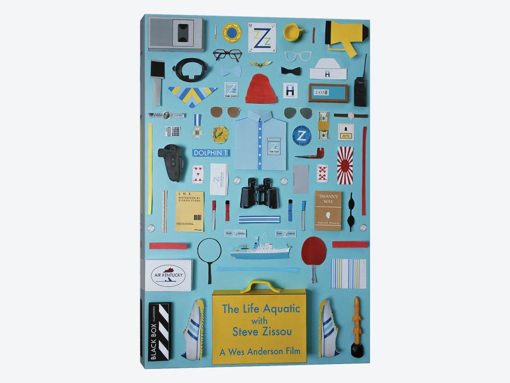 The Life Aquatic With Steve Zissou Objects by Jordan Bolton 1-piece Canvas Print