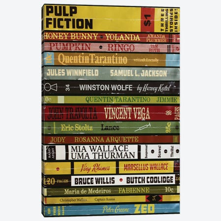Pulp Fiction As Books Canvas Print #BLT23} by Jordan Bolton Canvas Print