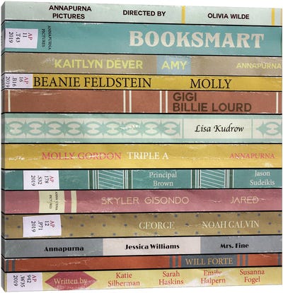 Booksmart (2019) As Books Canvas Art Print - Book Art