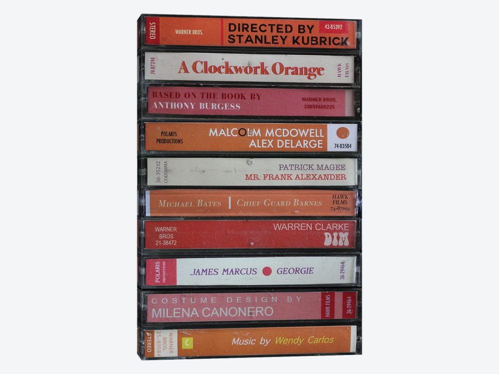 A Clockwork Orange As Cassettes by Jordan Bolton 1-piece Canvas Artwork