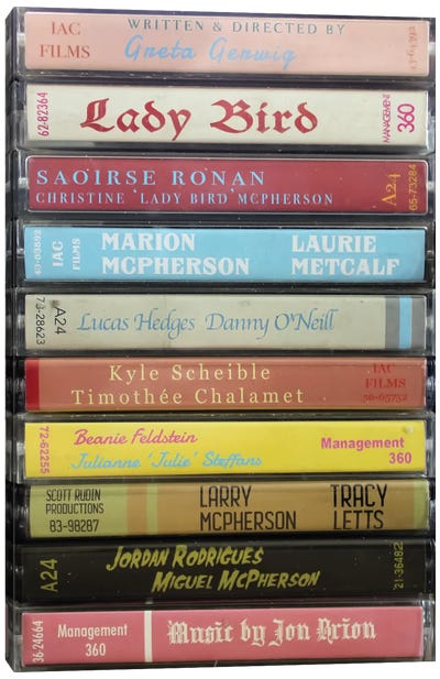 Lady Bird As Cassettes Canvas Art Print - Media Formats