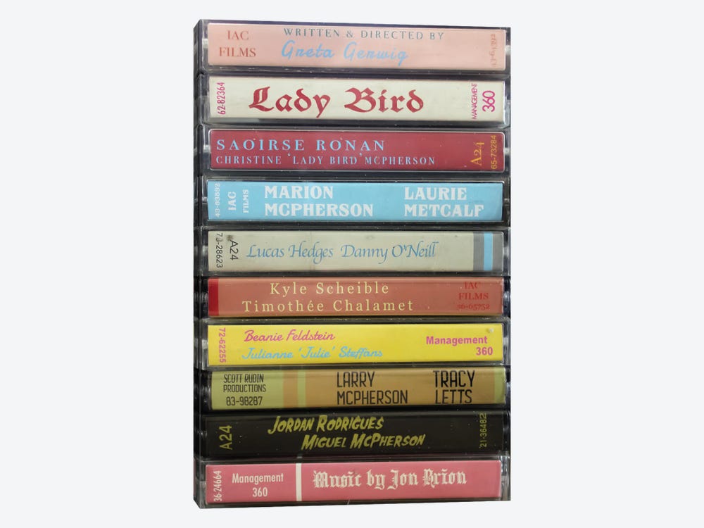 Lady Bird As Cassettes by Jordan Bolton 1-piece Art Print