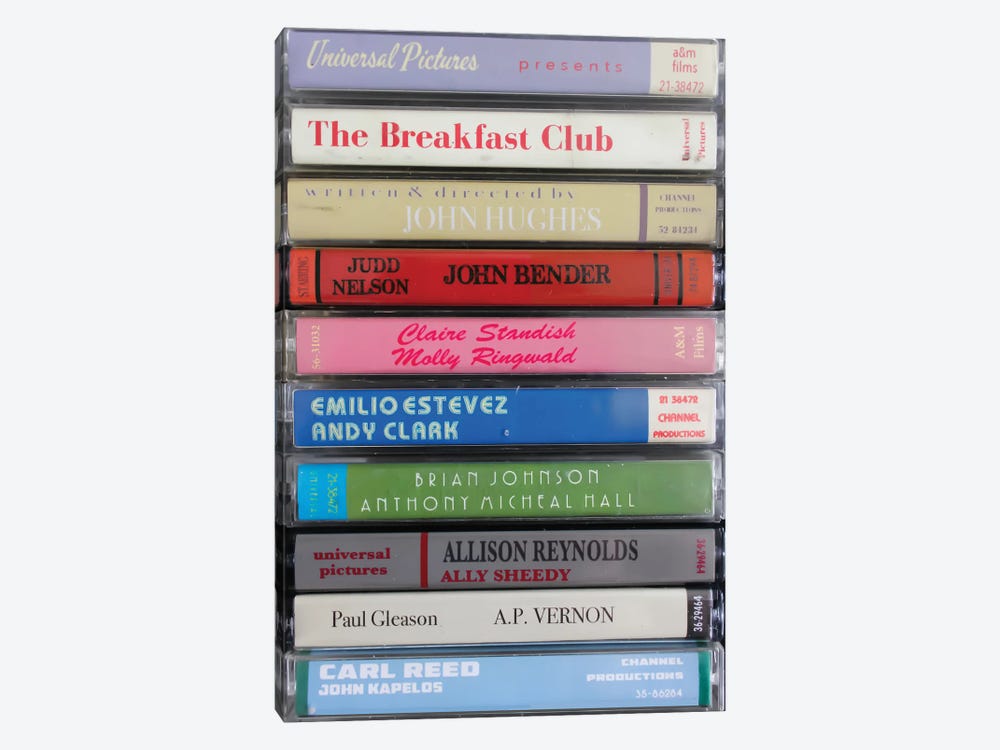The Breakfast Club As Cassettes by Jordan Bolton 1-piece Canvas Wall Art