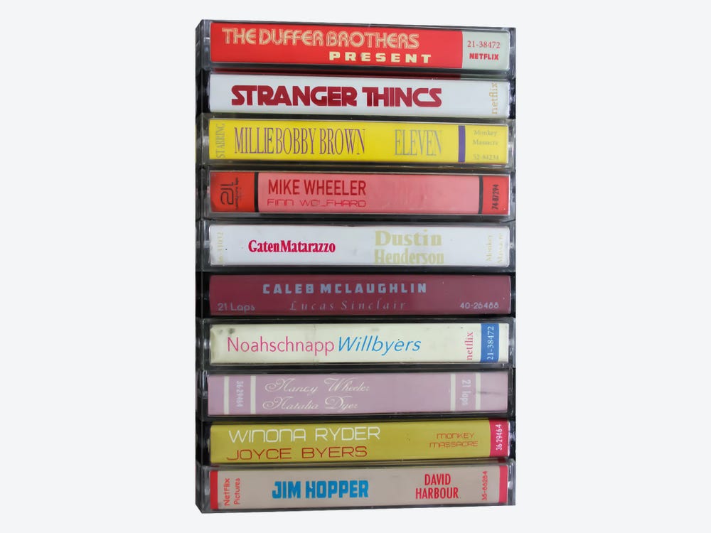 Stranger Things As Cassettes by Jordan Bolton 1-piece Canvas Artwork