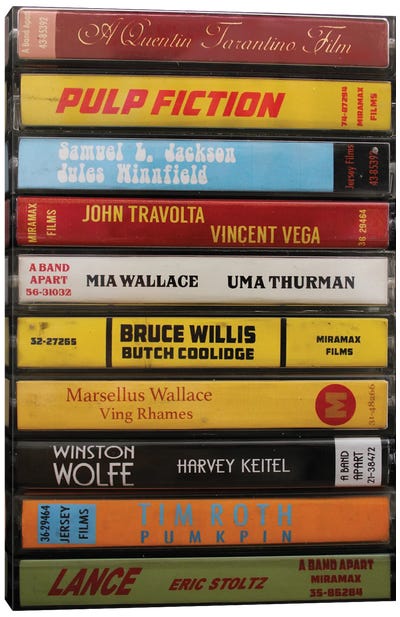 Pulp Fiction As Cassettes Canvas Art Print - Cassette Tapes