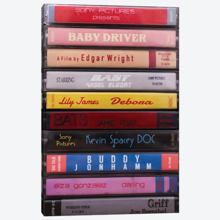 Baby Driver As Cassettes Canvas Print #BLT62} by Jordan Bolton Art Print