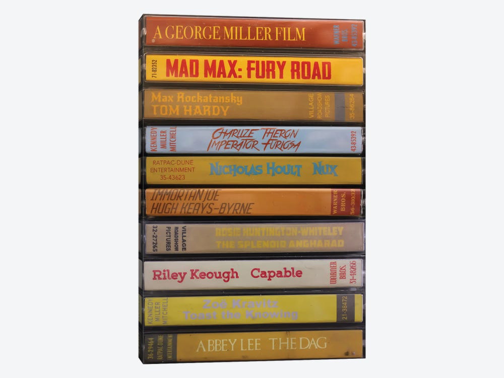 Mad Max: Fury Road As Cassettes by Jordan Bolton 1-piece Canvas Artwork