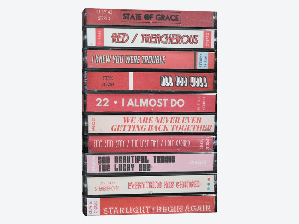 Taylor Swift - Red As Cassettes by Jordan Bolton 1-piece Canvas Artwork