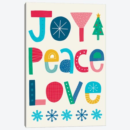 Christmas Joy Peace Love Canvas Print #BLW14} by Lisa Barlow Canvas Artwork