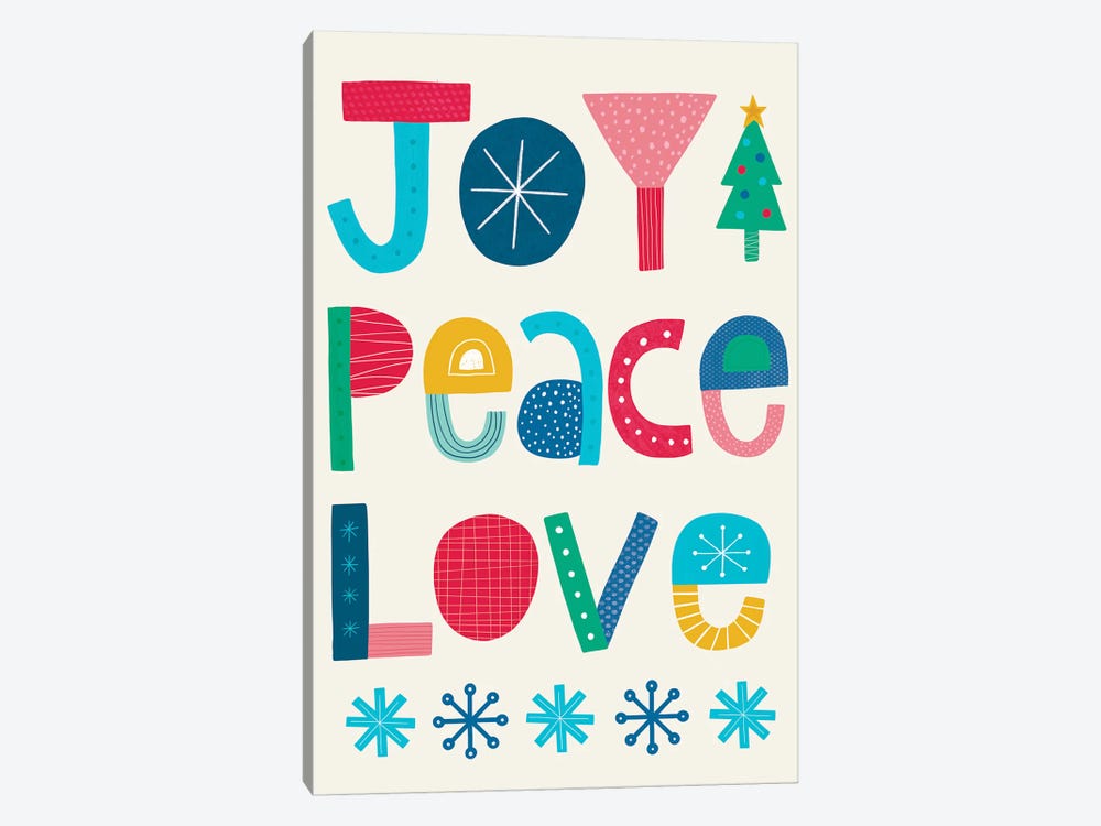 Christmas Joy Peace Love by Lisa Barlow 1-piece Canvas Artwork