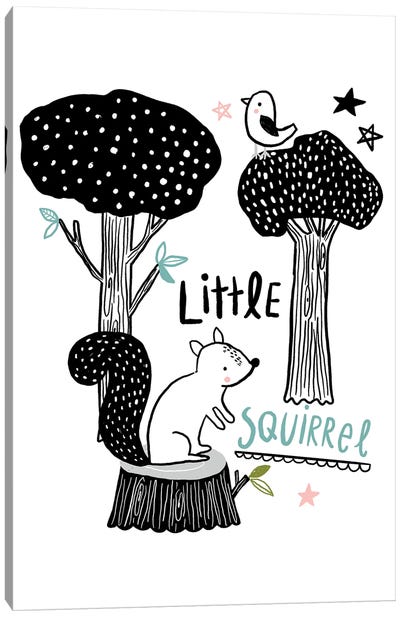 Everyday Inky Critters IV Canvas Art Print - Squirrel Art