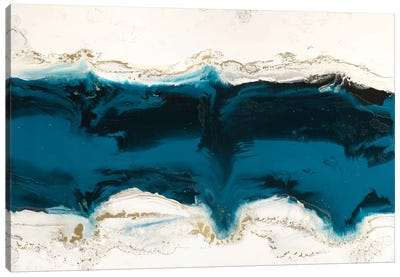 Liquid Ice Canvas Art Print - Sargrasso Sea, Quetzal Green & Russet Orange