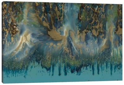 Upsurge Canvas Art Print - Gold & Teal Art