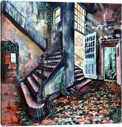 The Blue Door Canvas Art Print - Stairs & Staircases