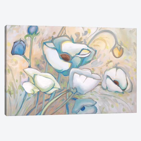 Aqua Poppies Canvas Print #BMD3} by Betsy McDaniel Canvas Art Print