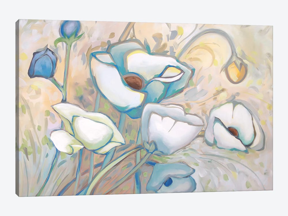 Aqua Poppies by Betsy McDaniel 1-piece Canvas Art Print