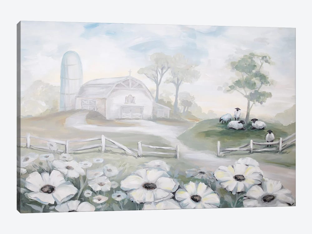 White Barn by Betsy McDaniel 1-piece Canvas Art Print