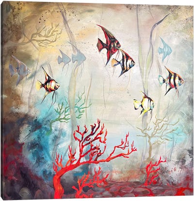 Angel Fish Pedestrians Canvas Art Print - Betsy McDaniel